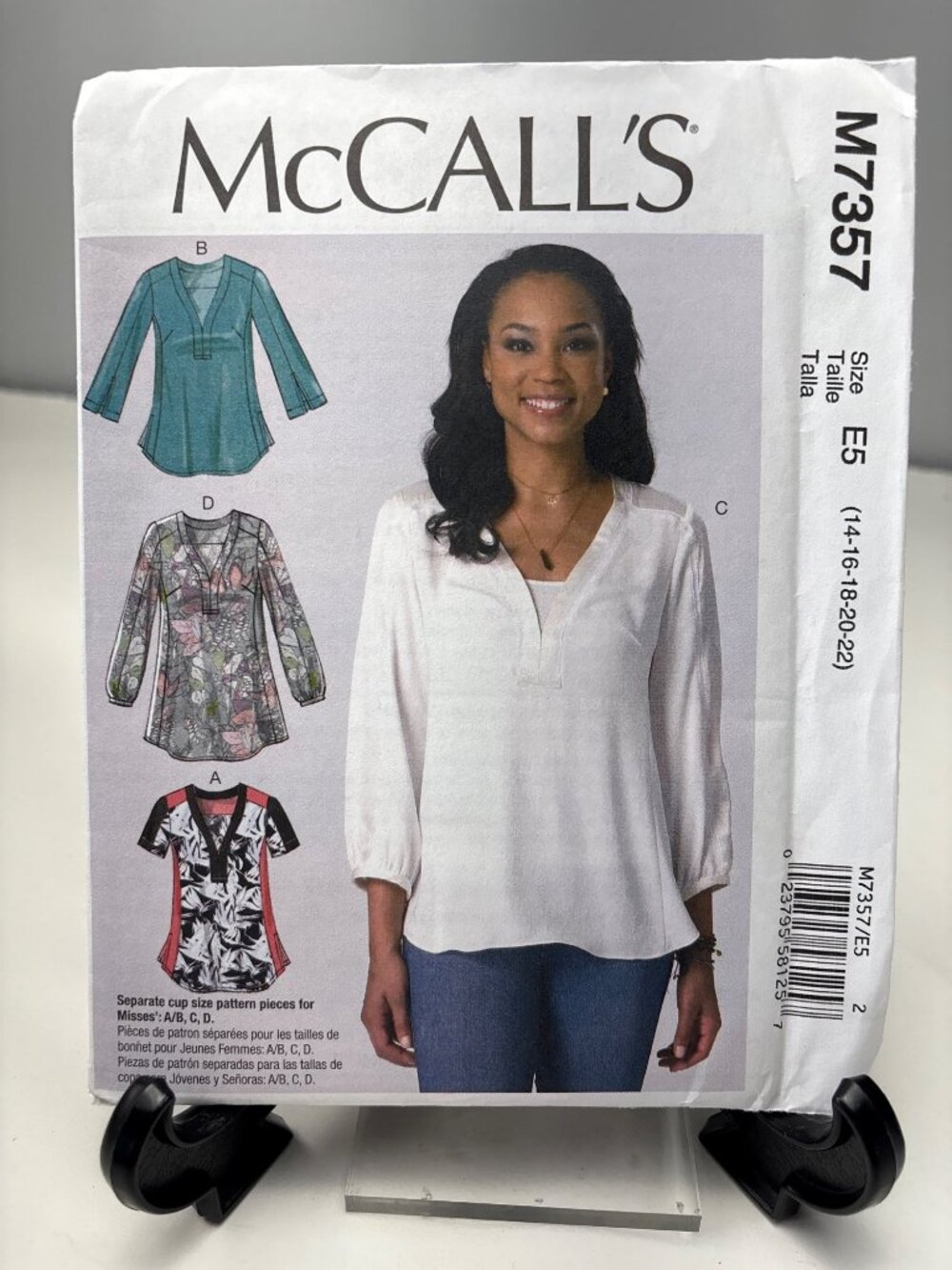 McCalls M7357 Womens Shirt Sewing Pattern Size 14 16 18 20 22 Loose Fit Uncut